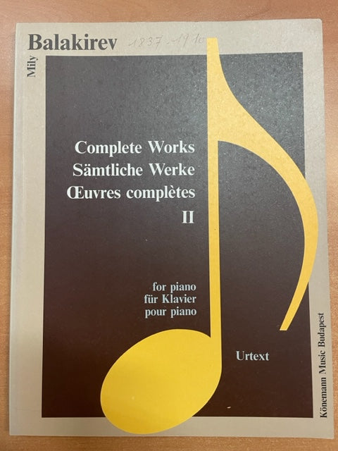 Balakirev Oeuvres complètes pour piano volume 2