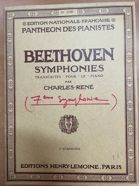 Beethoven Symphonie N°7 En la Majeur Opus 92 transcription piano - 3000 partitions, livres et vinyles d'occasion en vente sur notre site internet gastonmusicclub.fr Gaston Music Store