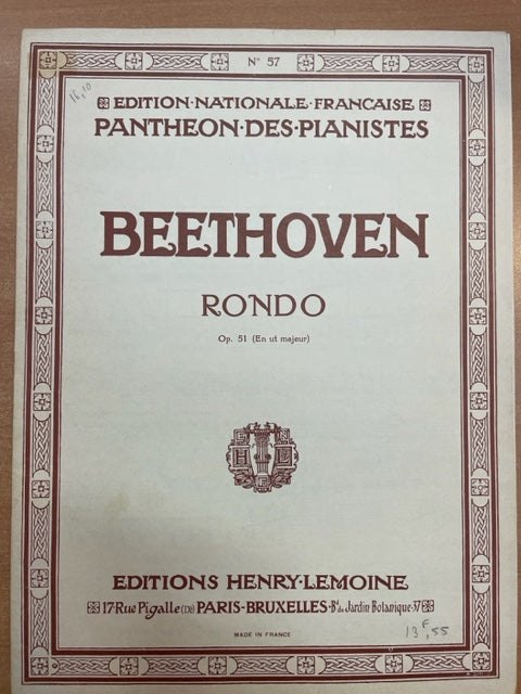 Beethoven Rondo opus 51 partition piano