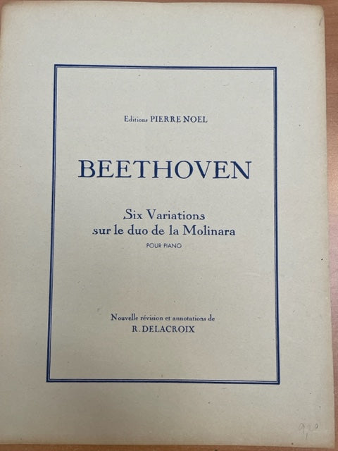 Beethoven 6 Variations sur le duo de la Molinara partition piano