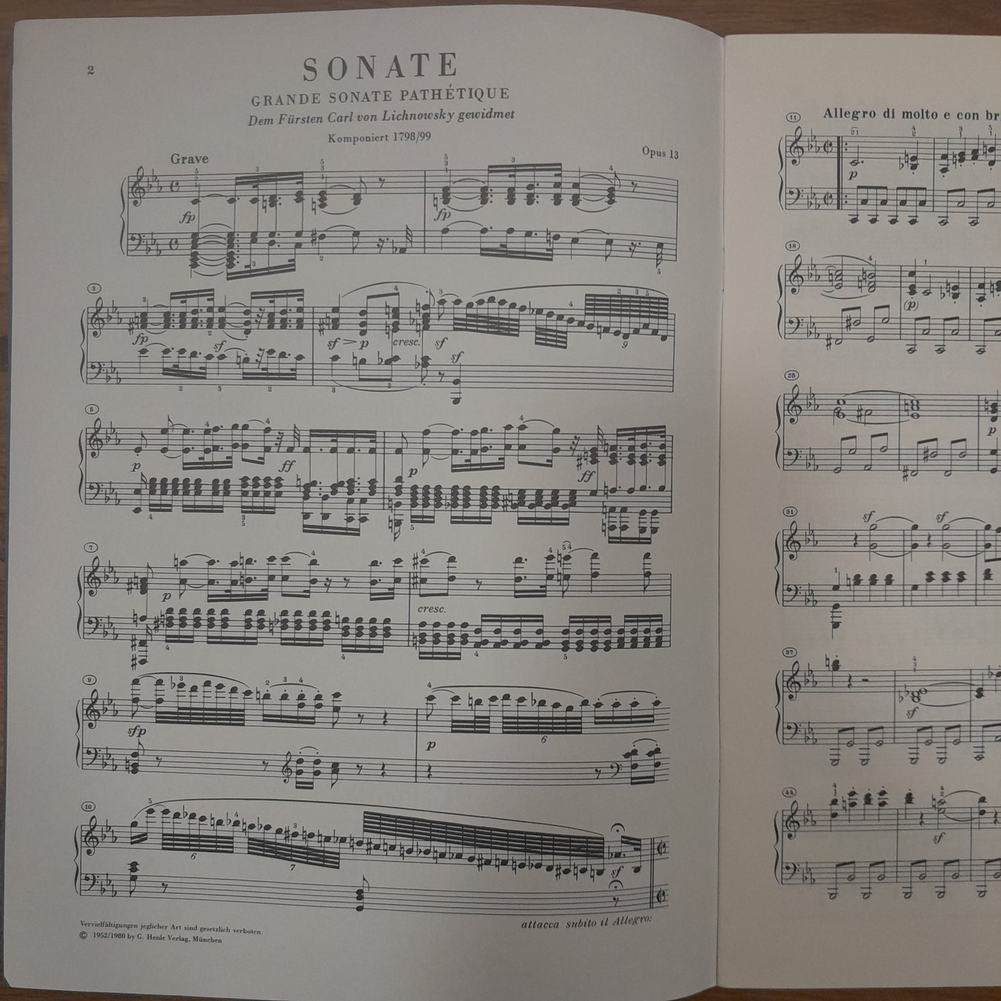 Beethoven Grande sonate pathétique op.13 en do mineur pour piano