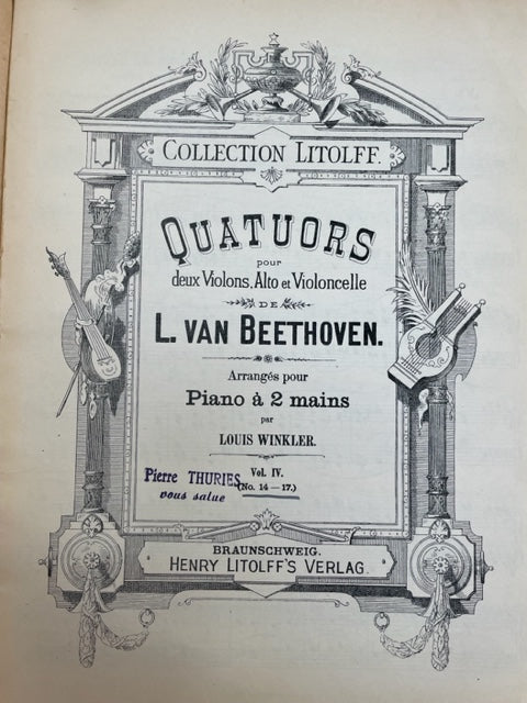 Beethoven Streich Quartette n° 14-15-16-17 réduit pour piano seul volume 4