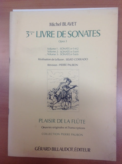 Michel Blavet 3e livre de sonates opus 3 pour Flûte traversière et piano