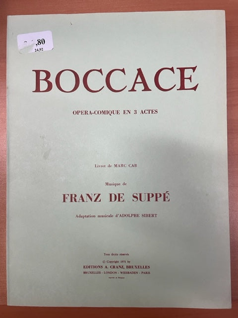 Franz De Suppé Boccace, opéra-comique en 3 actes réduction piano