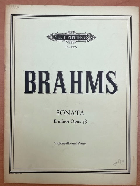 Johannes Brahms Sonate en mi mineur opus 38 partition pour violoncelle et piano