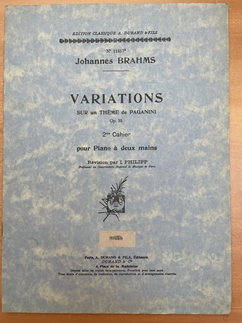 Johannes Brahms Variations sur un thème de Paganini opus 35 2eme cahier partition piano- 3000 partitions, livres et vinyles d'occasion  en vente sur notre site internet gastonmusicclub.fr Gaston Music Stor