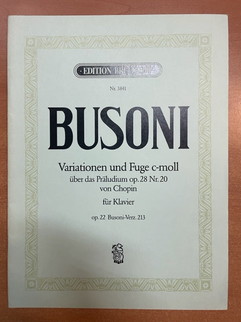 Busoni Variationen und Fuge c-moll über das Präludium op.28 n°20 et 22- 3000 partitions, livres et vinyles d'occasion  en vente sur notre site internet gastonmusicclub.fr Gaston Music Store