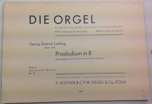 Georg Dietrich Leyding Praeludium in B partition pour orgue