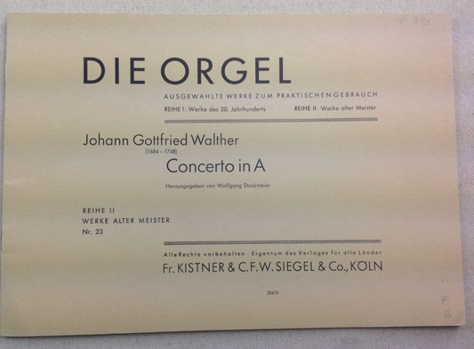 Gottfried Walther Concerto in A partition pour orgue