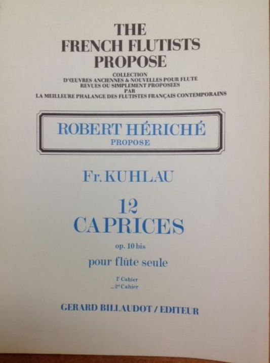 Friedrich Kulhau 12 caprices op 10 bis pour flûte seule, 2e cahier