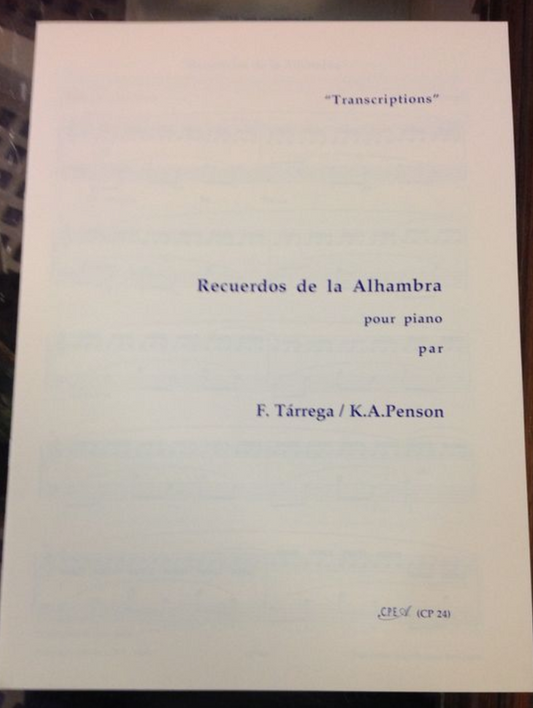 Francisco Tarrega Recuerdos de la Alhambra partition pour piano