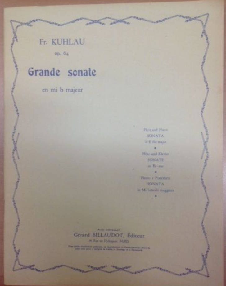 Friedrich Kuhlau Grande sonate en mib majeur Op 64 pour flute et piano