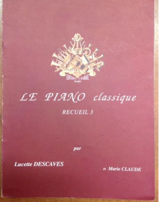 Le piano classique recueil 3 aux éditions Combre