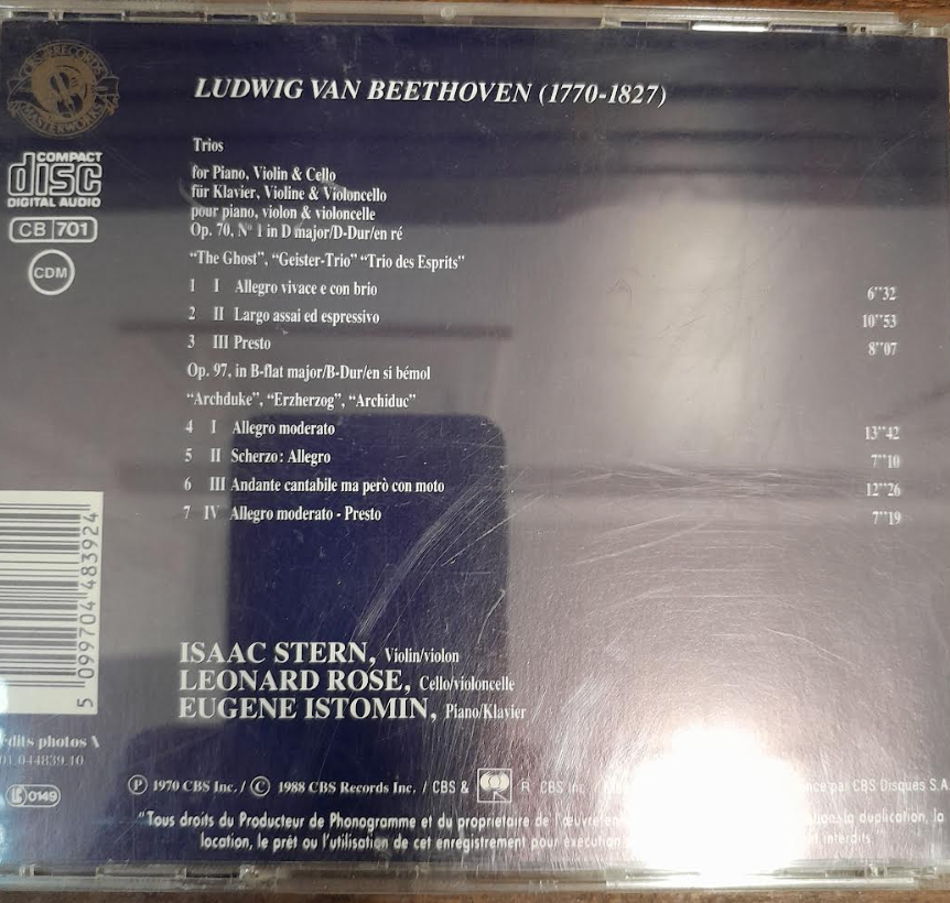 CD Beethoven Trios opus 70 n°1 Trio des esprits et opus 97 L'Archiduc-3000 partitions, livres et vinyles d'occasion  en vente sur notre site internet gastonmusicclub.fr Gaston Music Store