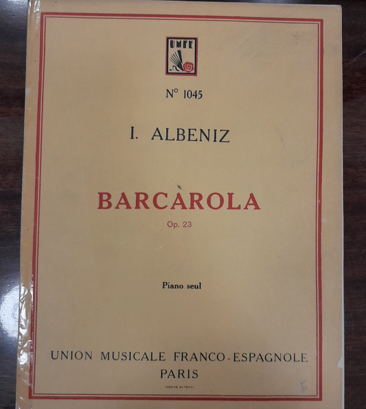 Isaac Albeniz Barcarola opus 23 partition piano- 3000 partitions, livres et vinyles d'occasion  en vente sur notre site internet gastonmusicclub.fr Gaston Music Store