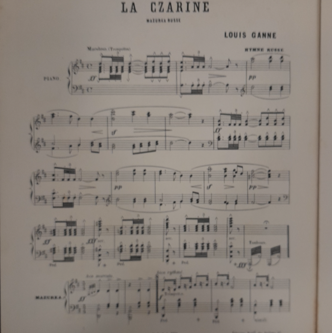 Louis Ganne La Czarine, mazurka russe partition piano- 3000 partitions, livres et vinyles d'occasion  en vente sur notre site internet gastonmusicclub.fr Gaston Music Store