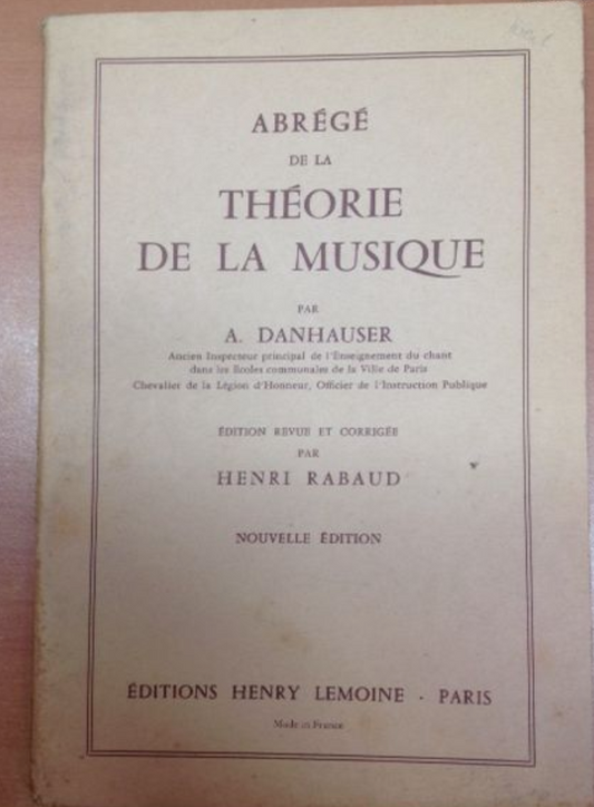 Danhauser Abrégé de la théorie de la musique , livre