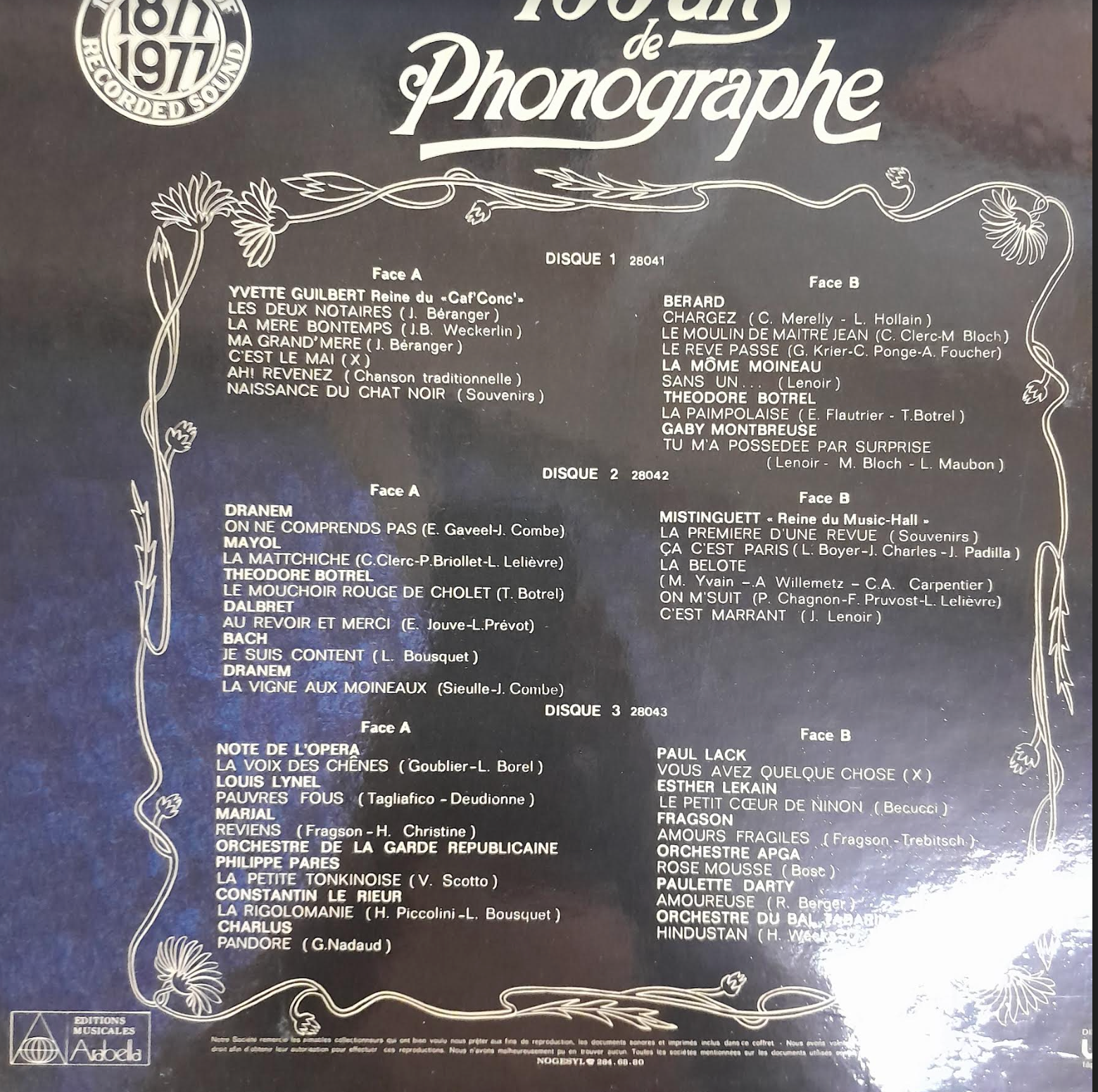 Vinyle (coffret 3 LP) 100 ans de phonographe- 3000 partitions, livres et vinyles d'occasion  en vente sur notre site internet gastonmusicclub.fr Gaston Music Store