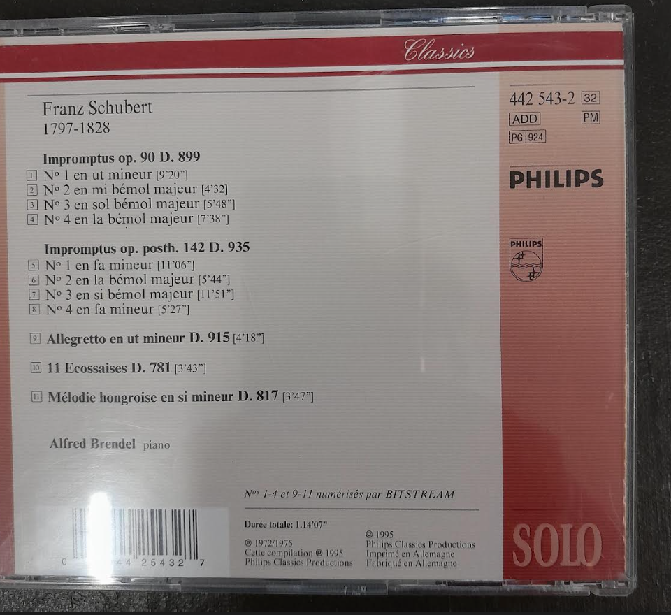 CD Franz Schubert Impromptus D 899 & 935 - Allegretto - Ecossaises - Mélodie hongroise3000 partitions, livres et vinyles d'occasion en vente sur notre site internet gastonmusicclub.fr Gaston Music Store