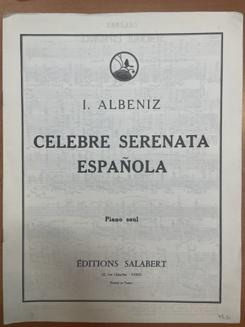Isaac Albeniz Célèbre Serenata española partition piano