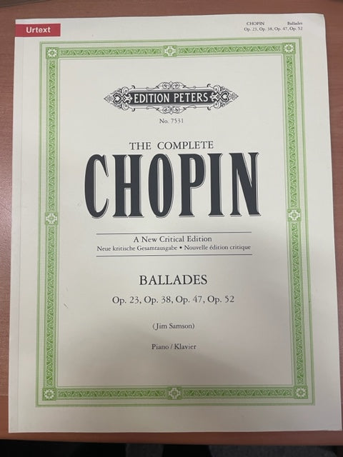 Chopin Ballades opus 23, 38, 47, 52 pour piano- 3000 partitions, livres et vinyles d'occasion  en vente sur notre site internet gastonmusicclub.fr Gaston Music Store