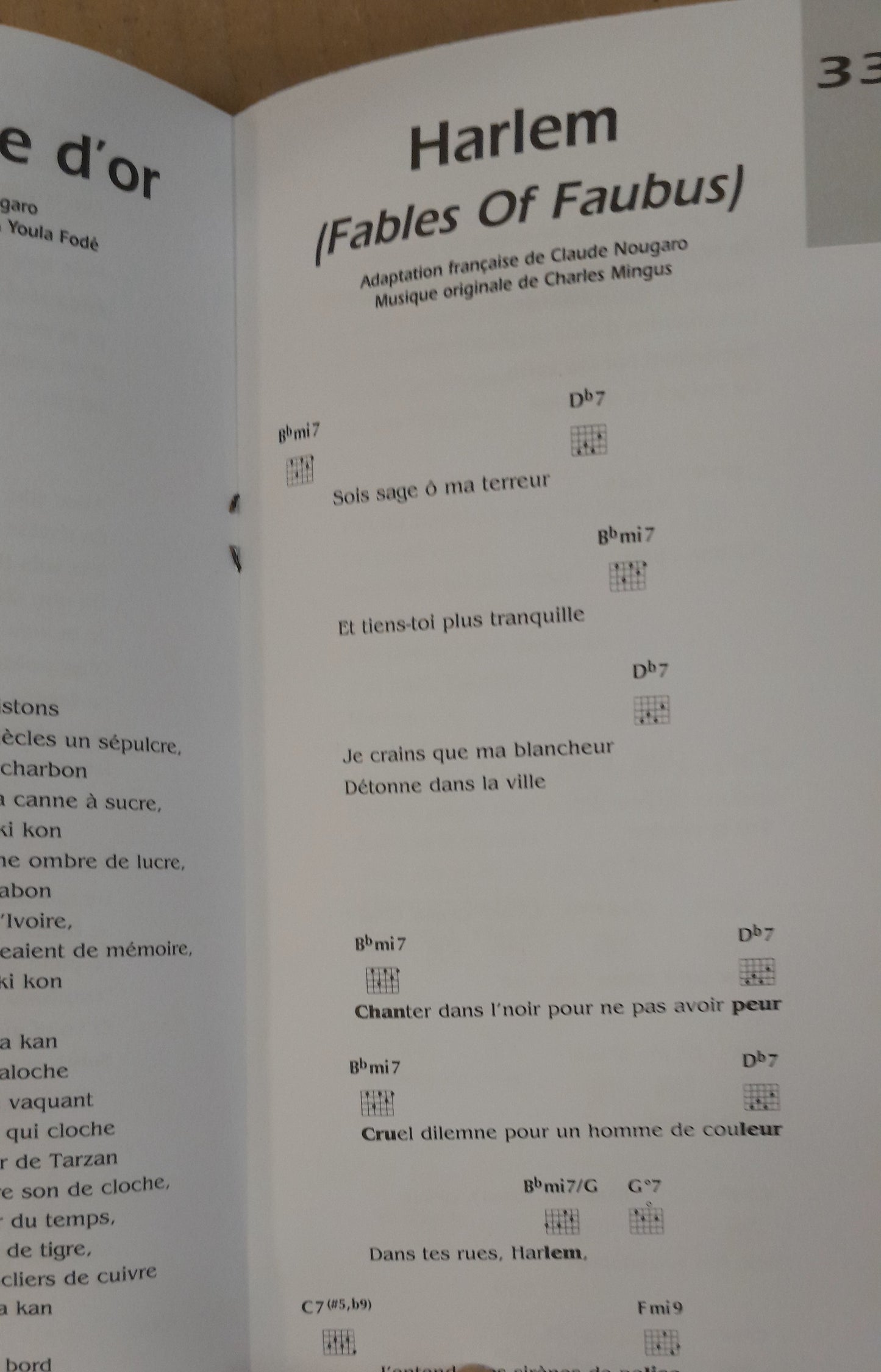 Claude Nougaro Accords guitare et claviers