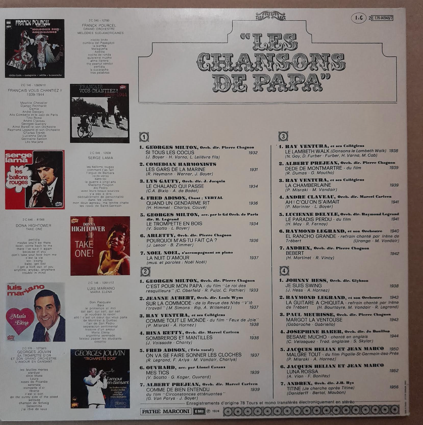 Coffret Vinyle 33 tours d'occasion Les chansons de Papa (2 disques)