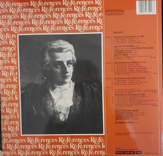 Coffret vinyle 2 disques Mozart Quatuor Pro Arte - Artur Schnabel, piano