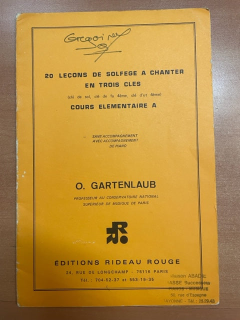 Odette Gartenlaub 20 leçons de solfège à chanter en 3 clés