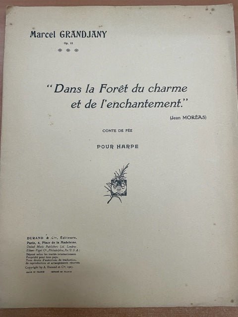 Marcel Grandjany Dans la forêt du Charme et de l'Enchantement - Conte de fée pour harpe-3000 partitions, livres et vinyles d'occasion en vente sur notre site internet gastonmusicclub.fr Gaston Music Store