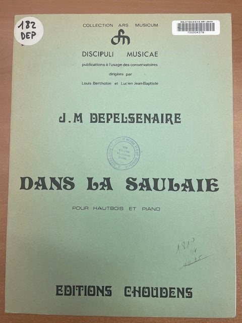 J.M Depelsenaire Dans la saulaie pour hautbois et piano-3000 partitions, livres et vinyles d'occasion en vente sur notre site internet gastonmusicclub.fr Gaston Music Store