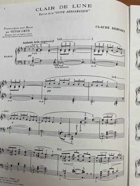 Claude Debussy Pour la harpe : Clair de lune - Rêverie - Valse romantique-3000 partitions, livres et vinyles d'occasion en vente sur notre site internet gastonmusicclub.fr Gaston Music Store