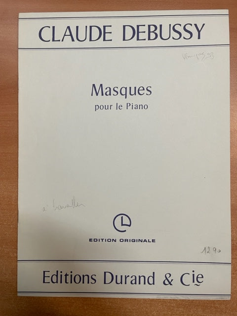 Claude Debussy Masques pour le piano- 3000 partitions, livres et vinyles d'occasion en vente sur notre site internet gastonmusicclub.fr Gaston Music Store