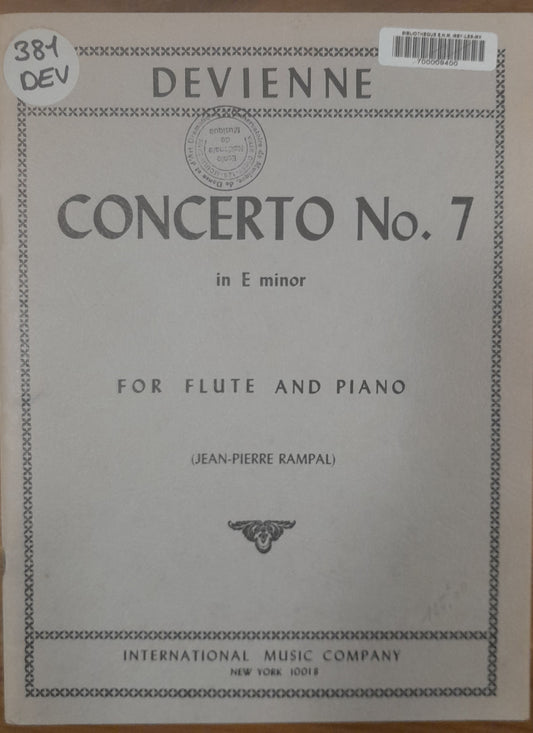 Devienne François Concerto n°7 in E minor for flute and piano