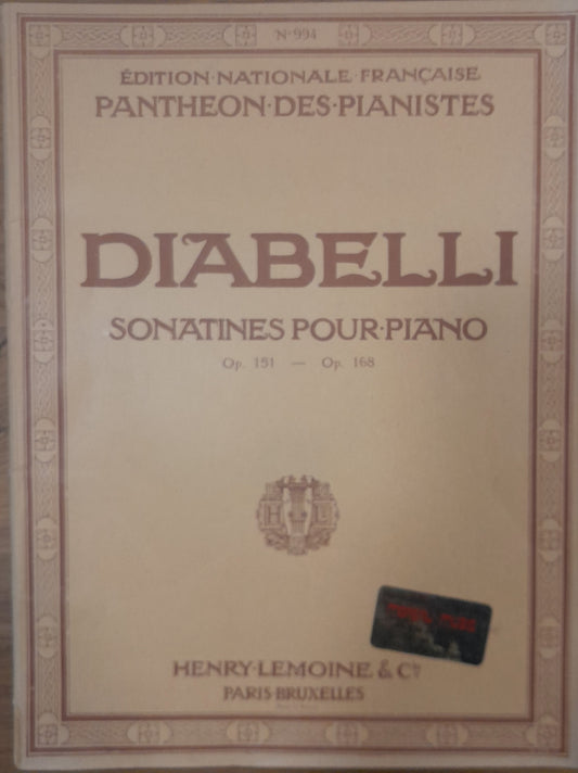 Diabelli Sonatines pour piano op.151 et 168 partition piano