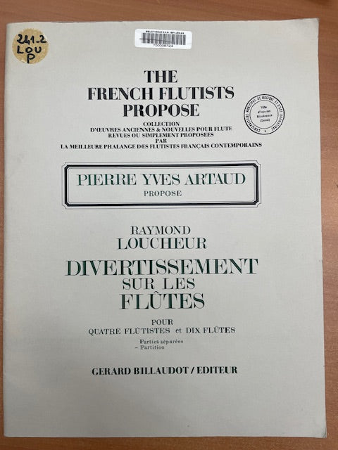 Raymond Loucheur Divertissement sur les flûtes pour 4 flûtes et 10 flûtes-3000 partitions, livres et vinyles d'occasion en vente sur notre site internet gastonmusicclub.fr Gaston Music Store