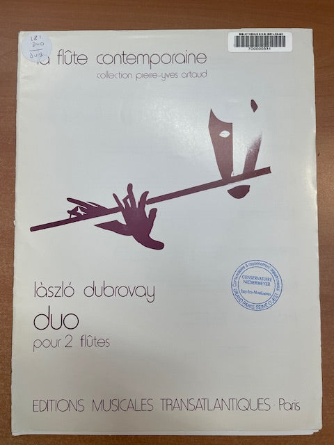 Laszlo Dubrovay Duo pour 2 flûtes-3000 partitions, livres et vinyles d'occasion en vente sur notre site internet gastonmusicclub.fr Gaston Music Store