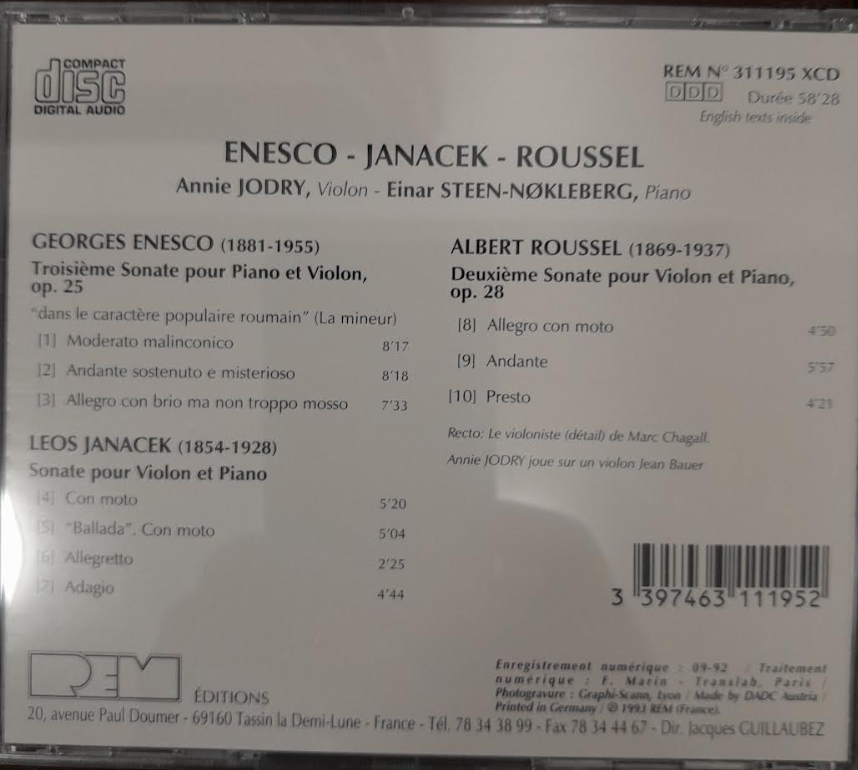 CD Enesco, Janacek et Roussel- 3000 partitions, livres et vinyles d'occasion  en vente sur notre site internet gastonmusicclub.fr Gaston Music Store