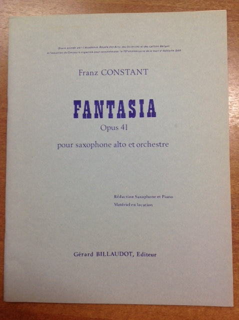 Franz Constant Fantasia Opus 41 partition pour saxophone alto et orchestre