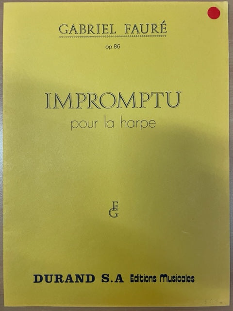 Gabriel Fauré Impromptu opus 86 pour la harpe-3000 partitions, livres et vinyles d'occasion en vente sur notre site internet gastonmusicclub.fr Gaston Music Store