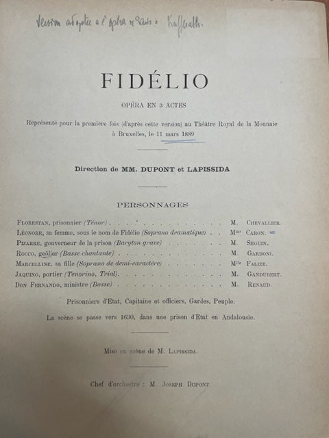 Beethoven Fidelio, opéra en 3 actes (paroles françaises) réduction piano- 3000 partitions, livres et vinyles d'occasion  en vente sur notre site internet gastonmusicclub.fr Gaston Music Store