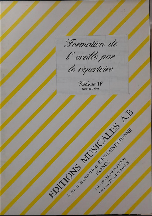 Formation de l'oreille par le répertoire vol 1F Louis Fazzari-3000 partitions, livres et vinyles d'occasion en vente sur notre site internet gastonmusicclub.fr Gaston Music Store