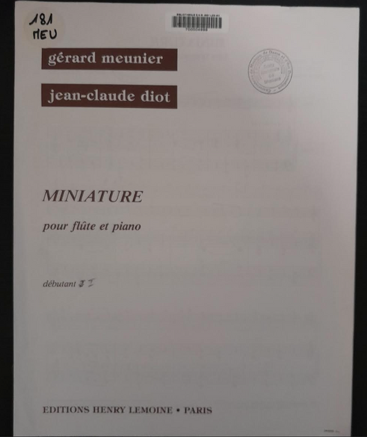 Gérard Meunier Miniature pour flûte et piano