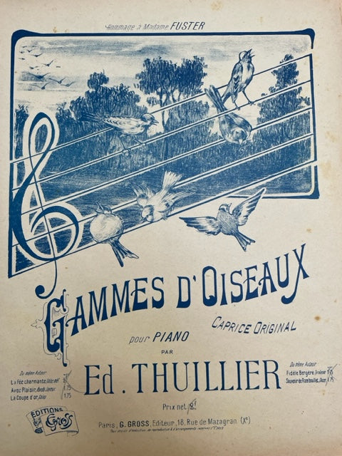 Thuillier Gammes d'oiseaux, caprice original partition piano