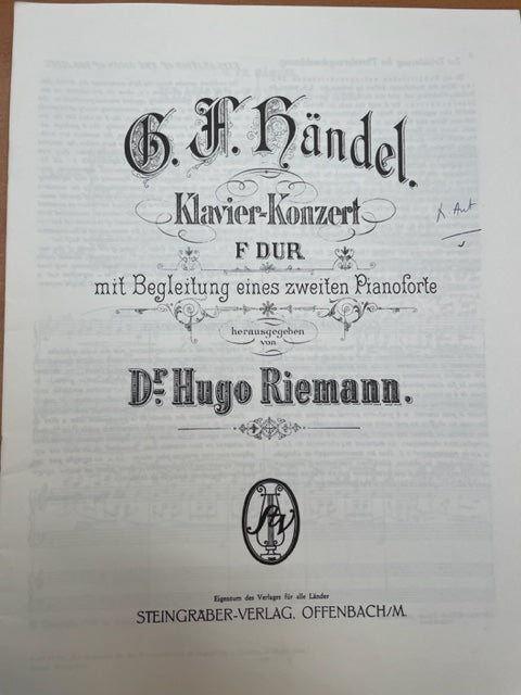 Haendel Klavier Konzert in F dur réduction piano- 3000 partitions, livres et vinyles d'occasion  en vente sur notre site internet gastonmusicclub.fr Gaston Music Store