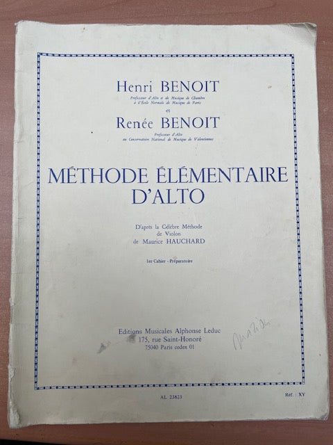 Henri et Renée Benoit Méthode élémentaire d'alto-3000 partitions, livres et vinyles d'occasion en vente sur notre site internet gastonmusicclub.fr Gaston Music Store