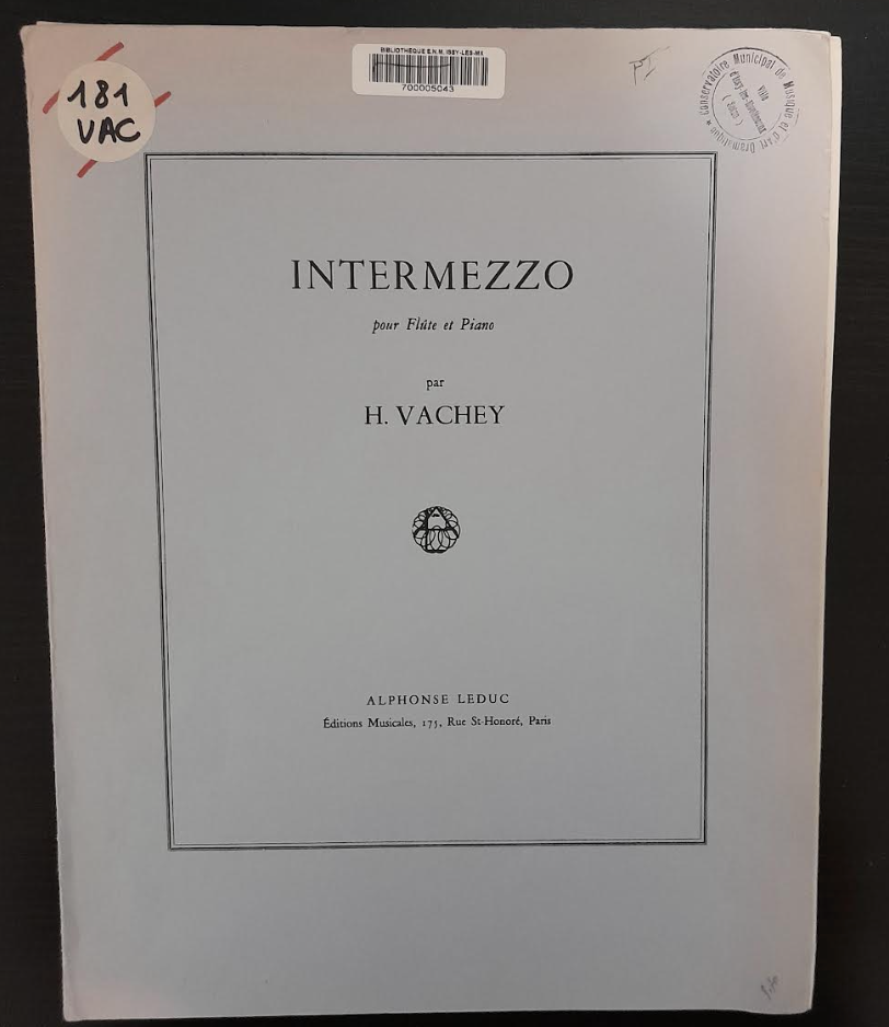 Henri Vachey Intermezzo pour flûte et piano