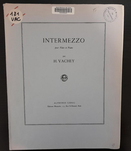 Henri Vachey Intermezzo pour flûte et piano