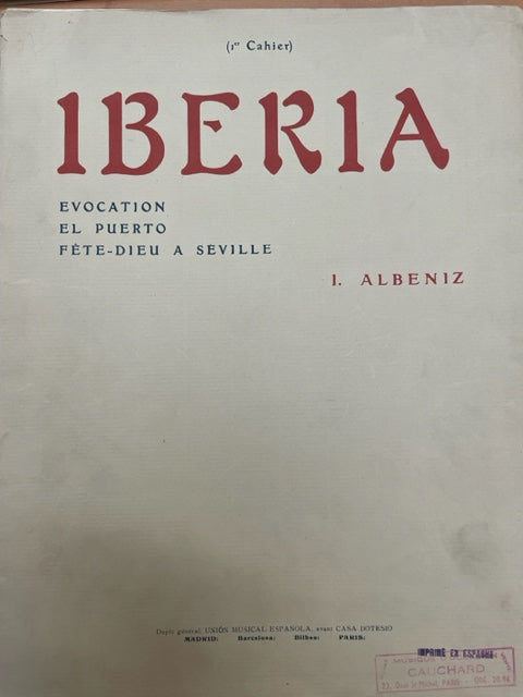 Isaac Albeniz Iberia, 1er cahier partition piano-3000 partitions, livres et vinyles d'occasion en vente sur notre site internet gastonmusicclub.fr Gaston Music Store