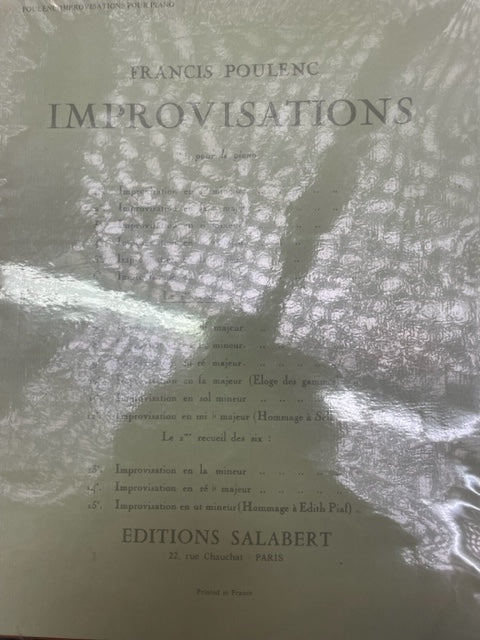 Francis Poulenc Improvisations pour le piano 1er recueil-3000 partitions, livres et vinyles d'occasion en vente sur notre site internet gastonmusicclub.fr Gaston Music Store